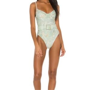 WeWoreWhat Green Marble One Piece Swimsuit